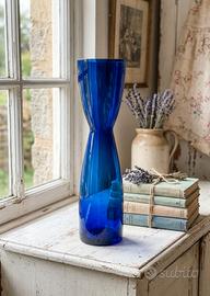 Vaso vintage in vetro blu cobalto