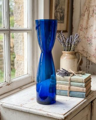 Vaso vintage in vetro blu cobalto