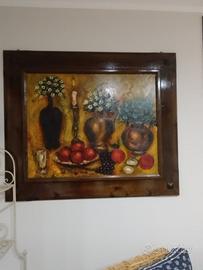 Quadro natura morta-olio su tela-cornice rustica