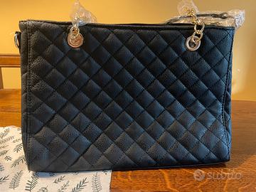 Borsa nera trapuntata in ecopelle nuova