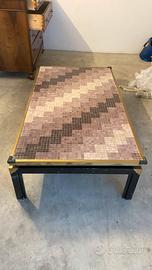 Tavolo stile mosaico composizione ottone e ferro