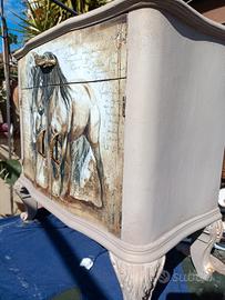 Comodino Restyling shabby chic artistico