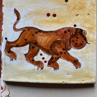 Mattonella artistica in ceramica. Segna LEONE