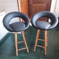 Sgabelli Alti in Legno / Pelle Sintetica