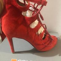 Scarpe sandalo con lacci (schiava) rosse nuove