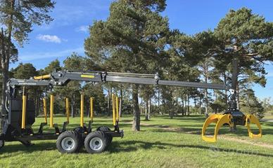 Rimorchio forestale a culla con gru