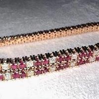 BRACCIALE TENNIS ORO ROSA 18kt. DIAMANTI E RUBINI