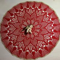 centrino rosso all' uncinetto per Natale Mandala 