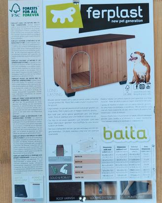 Cuccia Nuova in Legno per cani medi 80x50xh.65 Cm