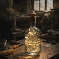 Bottiglia artigianale con incisione laser e luce