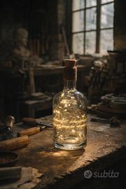 Bottiglia artigianale con incisione laser e luce