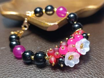 bracciale regolabile agata nera,gia