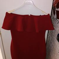 Abito scollato bordeaux