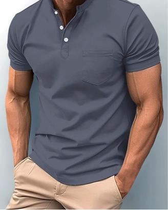 POLO ELEGANTE GRIGIA CON COLLO ALLA COREANA 