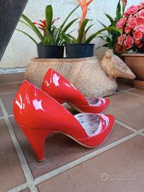 Fornarina décolleté 37 pelle vernice rosso fucsia