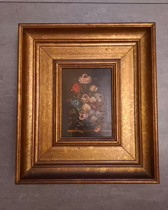 Quadro olio su tavola "Fiori"  34x39 cm