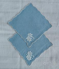 2 Tovaglioli Cocktail Vintage Lino Fatti a Mano