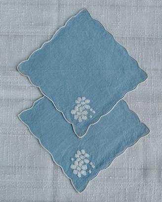 2 Tovaglioli Cocktail Vintage Lino Fatti a Mano