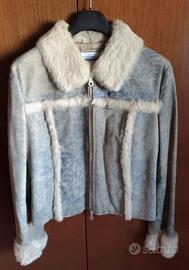 COCONUDA - Giubbotto in ecopelle celeste Tg. M