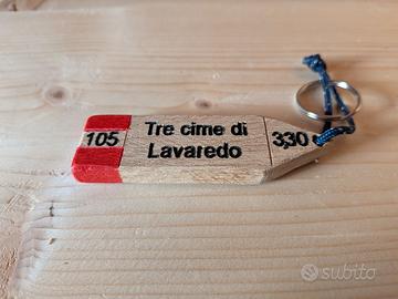 Portachiavi artigianale in legno segnale 3 Cime