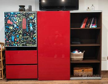 Mobile TV / Madia Moderna Design Pop-Art - Rosso L