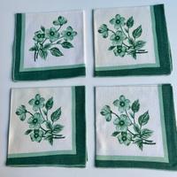 Set 4 tovaglioli floreali verdi in tessuto