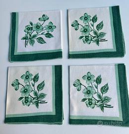 Set 4 tovaglioli floreali verdi in tessuto