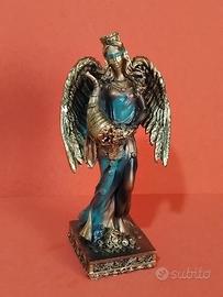 Scultura Dea Fortuna (Tyche) Oro Brunito e Blu Pet