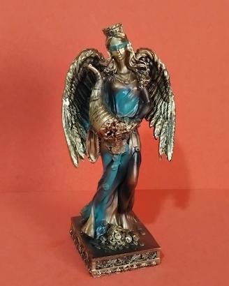 Scultura Dea Fortuna (Tyche) Oro Brunito e Blu Pet