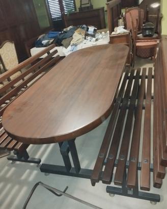 tavolo con panca in iroco