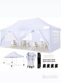 Gazebo Giardino 6x3 mt Pieghevole a 6 Pareti