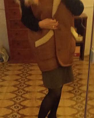Gilet vintage vero montone e volpe