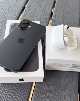 Iphone 16 nero con airpods
