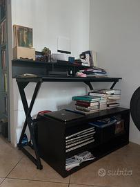 Scrivania nera in legno + mobile omaggio