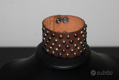 Bracciale pelle marrone borchie
