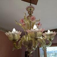 Lampadario in vetro di Burano anni 80.