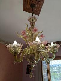 Lampadario in vetro di Burano anni 80.