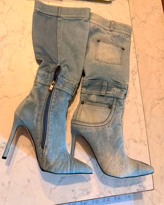 Stivali alti n 39 Denim  tacco 12 a stiletto nuovi