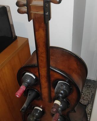 violino effetto legno portabottiglie vini