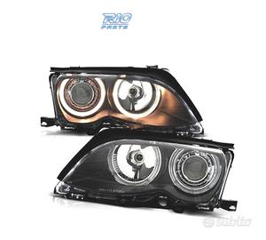 FARI BMW E46 01-05 ANGEL EYES SFONDO NERO ELETTRO