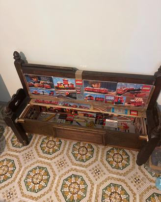 Mini cassapanca antica in legno con contenitore