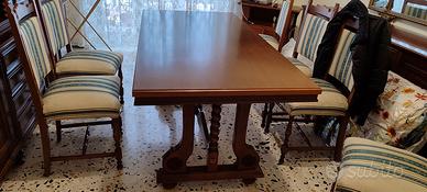 Tavolo Sala da Pranzo in Legno Massiccio con Base