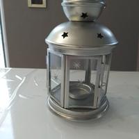 Lanterna con porta t-light argento