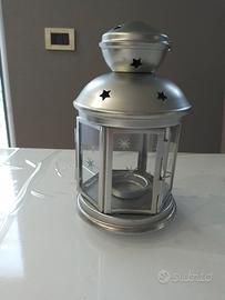 Lanterna con porta t-light argento