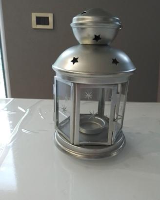 Lanterna con porta t-light argento