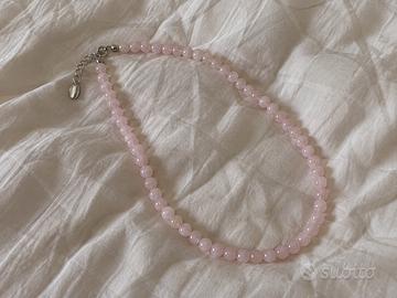 Collana in quarzo rosa naturale