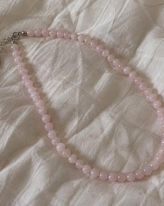 Collana in quarzo rosa naturale