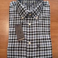 Camicia Felpata Uomo Quadri Celeste/Blu