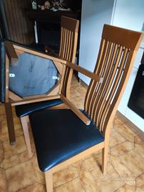 sedie Calligaris in legno noce seduta in pelle ner