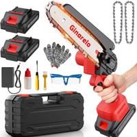 Motosega mini elettrica 800W 2 batterie Rosso